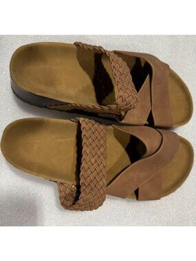 US 11 Women Casual Solid Braided Strap Sandals Flat Comfortable Sandals